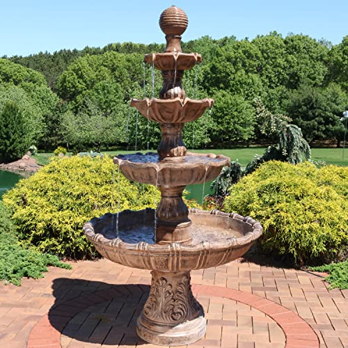 Sunnydaze 80-Inch H Outdoor Water Fountain with Ball Top - Large Tiered Water Feature for The Patio or Backyard