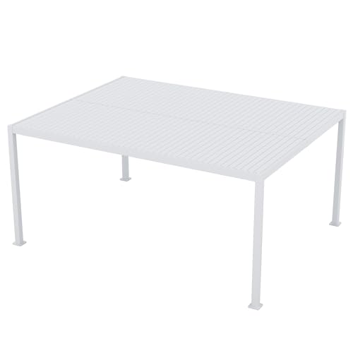 Kozyard Outdoor Louvered Pergola Sun Shade Aluminum Pergola Rainproof Gazebo with Adjustable Roof for Outdoor Deck Patio Garden Yard (White, 12ft x 16ft)