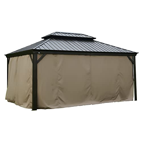 Kozyard Gazebo Privacy Curtain Outdoor Waterproof Sidewall for Hardtop Gazebo, OEM Replacement for Patio Gazebo Curtains for Alexander, Caesar, Rosana and Apollo Model (12ft x 16ft, Brown)