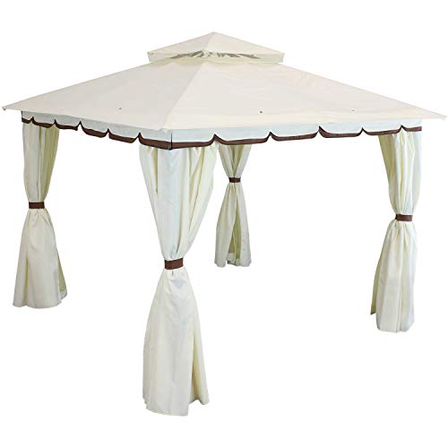 Sunnydaze 10x10 Soft Top Patio Gazebo - Outdoor Gazebo Canopy with Privacy Curtains and Screens for Backyard - Steel Frame - Cream