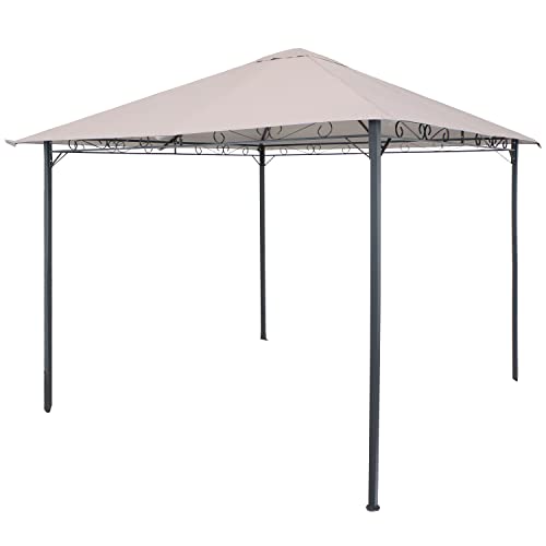 Sunnydaze 10 x 10 Foot Open Gazebo - Weather-Resistant Polyester Top and Black Steel Frame - Gray