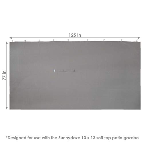 Sunnydaze 10-Foot x 13-Foot Gazebo 4-Piece Polyester Sidewall Set - Outdoor 125 Inches Wide x 77 Inches Tall Polyester Fabric Gazebo Curtains Only - Replacement Sidewalls - Gray