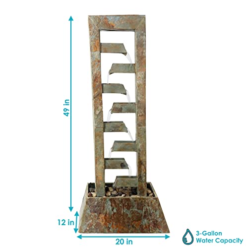 Sunnydaze Cascading Sculptural Fountain - 49-Inch Electric Water Fountain with Submersible Pump - for Garden, Patio, Deck
