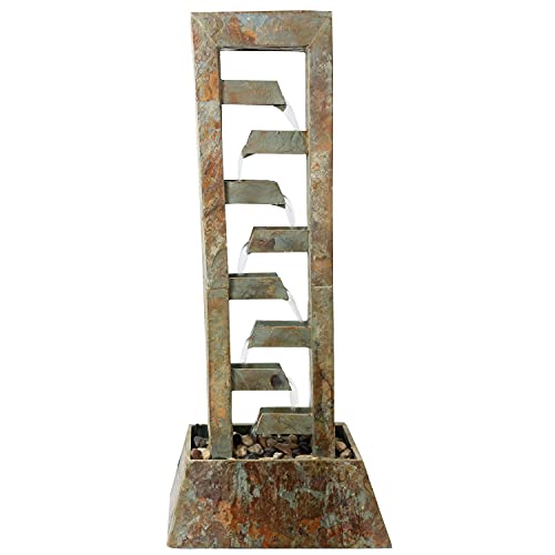 Sunnydaze Cascading Sculptural Fountain - 49-Inch Electric Water Fountain with Submersible Pump - for Garden, Patio, Deck