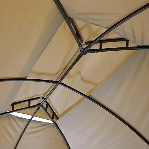 Sunnydaze 10x13 Soft Top Patio Gazebo Canopy Tent - Outdoor Gazebo with Mosquito Netting and Privacy Curtains - Steel Frame - Tan