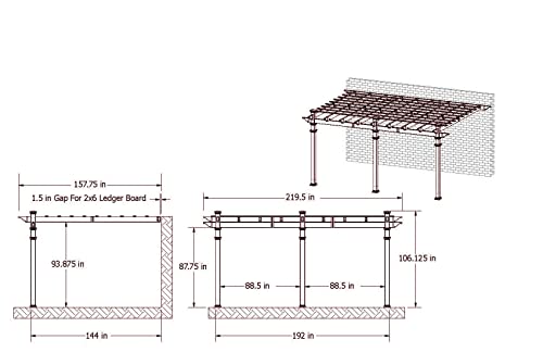vita Valencia 12' x 16' Attached Vinyl Pergola
