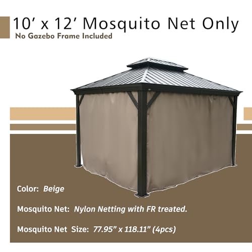 Kozyard Privacy Curtain Outdoor Waterproof Sidewall for Hardtop, OEM Replacement for Patio Gazebo Curtains - Alexander, Caesar, Rosana, Apollo (10ft x 12ft, Brown