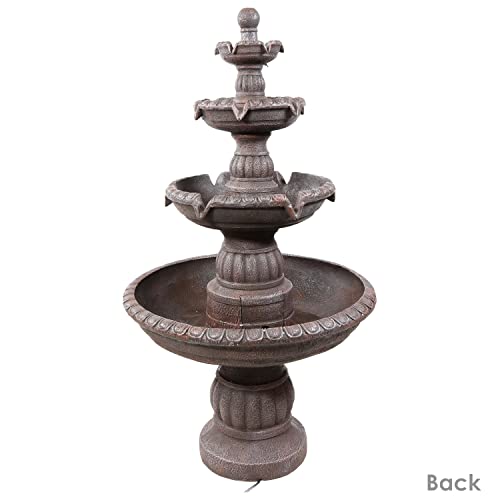 Sunnydaze Mediterranean 49-Inch 4-Tier Outdoor Water Fountain with Electric Submersible Pump for Garden, Patio, or Yard