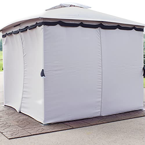 Sunnydaze 10-Foot x 13-Foot Gazebo 4-Piece Polyester Sidewall Set - Outdoor 125 Inches Wide x 77 Inches Tall Polyester Fabric Gazebo Curtains Only - Replacement Sidewalls - Gray