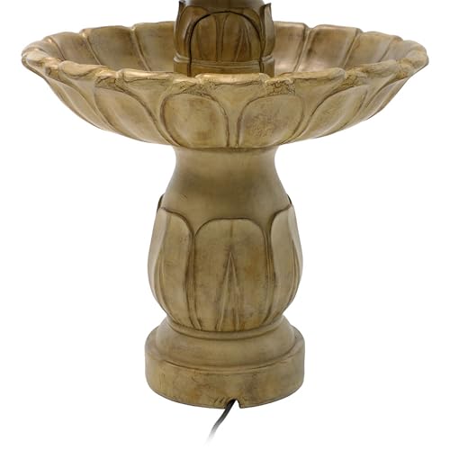 Sunnydaze Classic Tulip 3-Tier Electric Water Fountain - 46-Inch - with Electric Submersible Pump for Patio, Yard or Deck - Garden Stone
