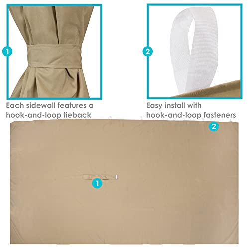Sunnydaze 125 x 77 Inch Polyester 4-Piece Gazebo Sidewall Set - Gazebo Curtains Only - Provides Shade and Privacy - Tan