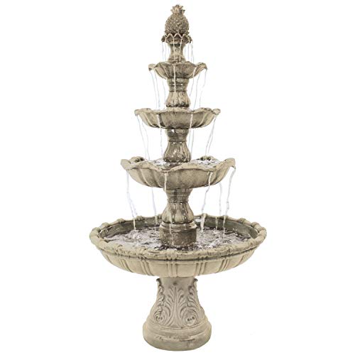 Sunnydaze Grand Courtyard 80-Inch 4-Tier Outdoor Water Fountain - Large Outdoor Water Feature for Garden, Patio or Yard - Earth