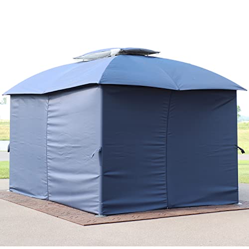 Sunnydaze 125 x 77 Inch Polyester 4-Piece Gazebo Sidewall Set - Gazebo Curtains Only - Provides Shade and Privacy - Navy