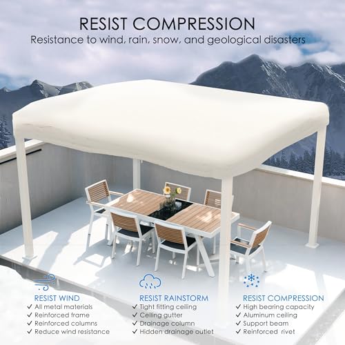 Kozyard Outdoor Louvered Pergola Sun Shade Aluminum Pergola Rainproof Gazebo with Adjustable Roof for Outdoor Deck Patio Garden Yard (White, 12' x 12')