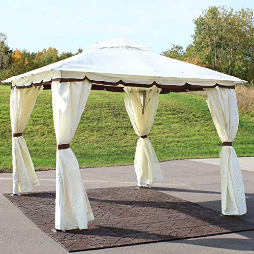 Sunnydaze 10x10 Soft Top Patio Gazebo - Outdoor Gazebo Canopy with Privacy Curtains and Screens for Backyard - Steel Frame - Cream