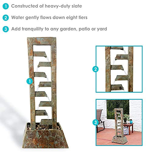 Sunnydaze Cascading Sculptural Fountain - 49-Inch Electric Water Fountain with Submersible Pump - for Garden, Patio, Deck