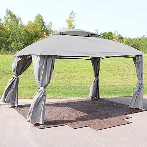 Sunnydaze 10x13 Soft Top Patio Gazebo Canopy Tent - Outdoor Gazebo with Mosquito Netting and Privacy Curtains - Steel Frame - Gray