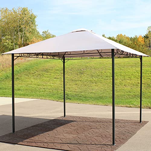 Sunnydaze 10 x 10 Foot Open Gazebo - Weather-Resistant Polyester Top and Black Steel Frame - Gray