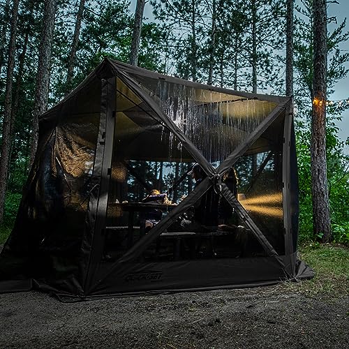 CLAM Pop Up Screen Tent, Outdoor Camping Gazebo Canopy, Pavilion, 12.5', Gray - Heavy-Duty Portable Screened Shelter with Netting for Beach, Patio, and Backyard