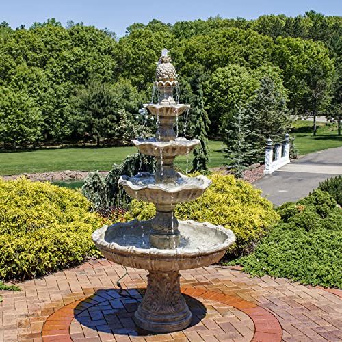 Sunnydaze Grand Courtyard 80-Inch 4-Tier Outdoor Water Fountain - Large Outdoor Water Feature for Garden, Patio or Yard - Earth